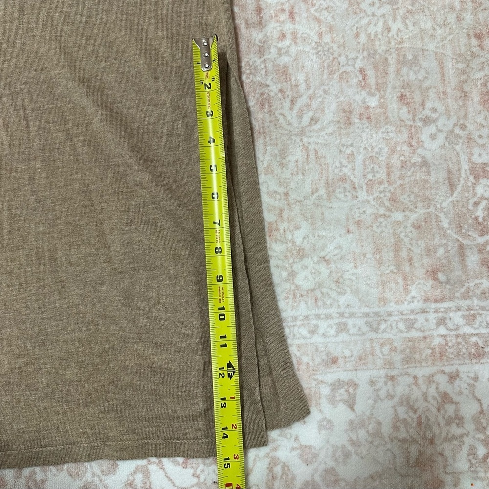 Beige Knit Long Dress With Side Slits - Picture 9 of 11